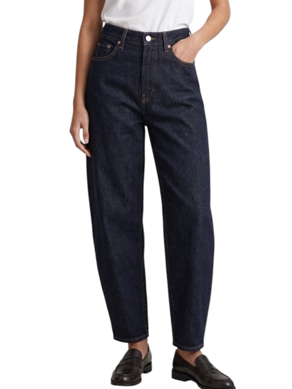 H&M &DENIM Barrel Jeans Women Black High Waist Loose Fit Balloon Leg Size 4
FF